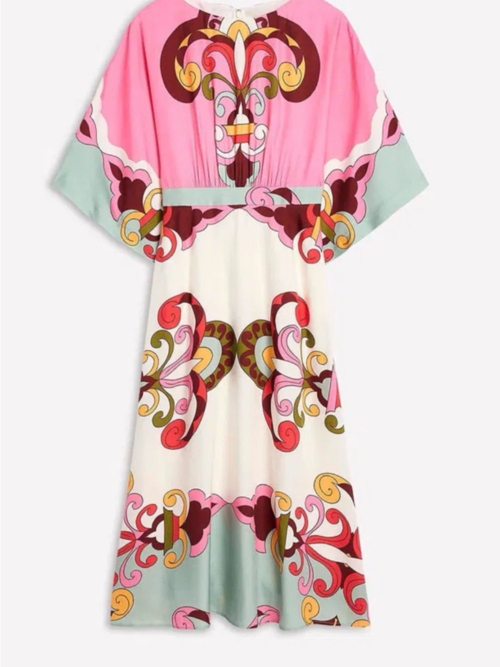 Boden Pink, Cream and Green Printed Midi Dress - Picture 2 of 15